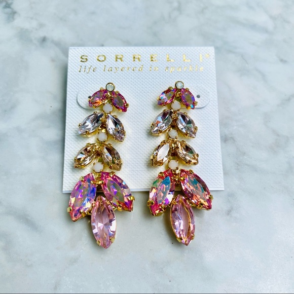 Sorrelli Repeating Navette Dangle Earrings in Pink Pastel Multi NWT - Picture 10 of 17